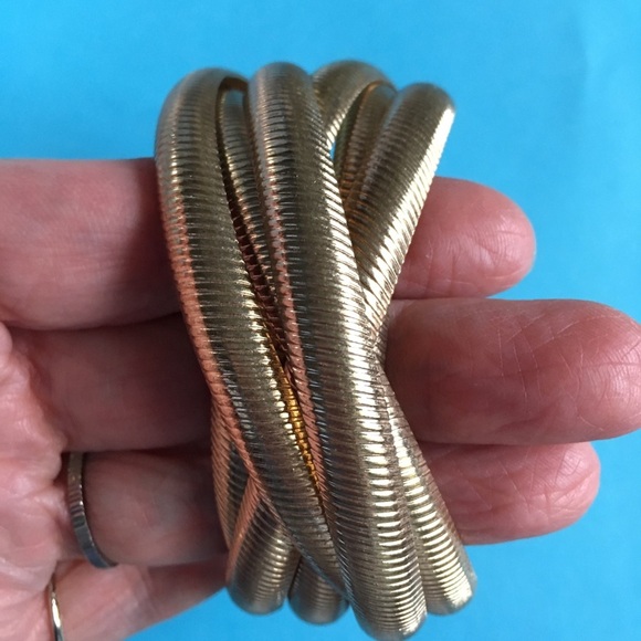 Gold Tone Linking Bangles Set of 6 - Picture 2 of 5